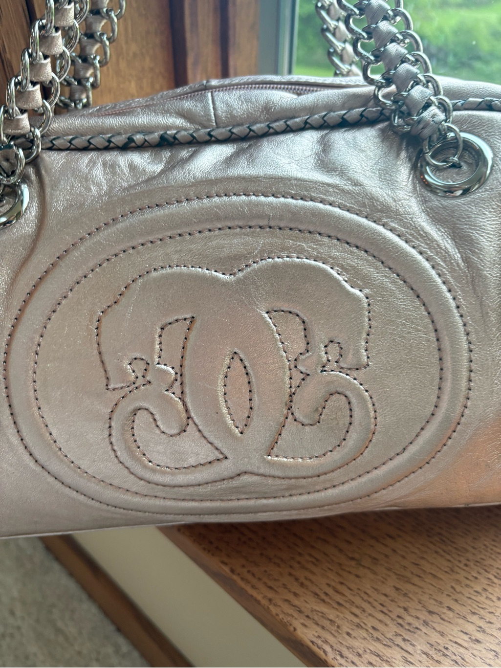 Sharif Couture Vintage Rare Pink Metallic Leather Purse Silver Hardware